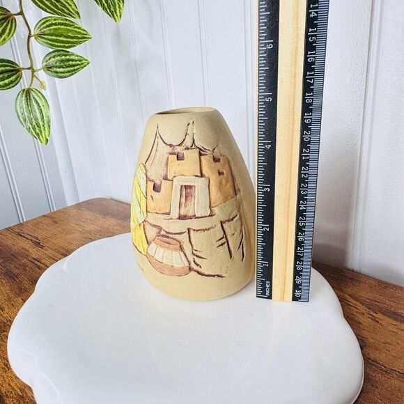 Vintage Janet Haefner Southwestern Pottery 5" Handcrafted Vase Signed 5” - Picture 9 of 10